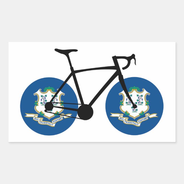 Sticker Rectangulaire Cyclisme sous le drapeau du Connecticut (Devant)
