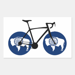 Sticker Rectangulaire Cyclisme sous le drapeau du Wyoming