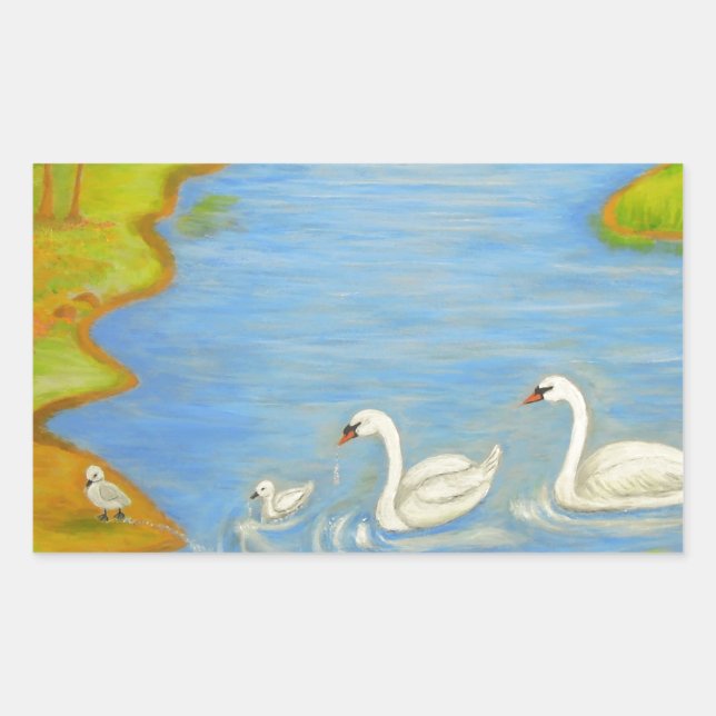 Sticker Rectangulaire Cygnes (Devant)
