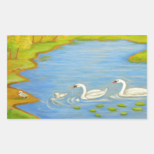 Sticker Rectangulaire Cygnes