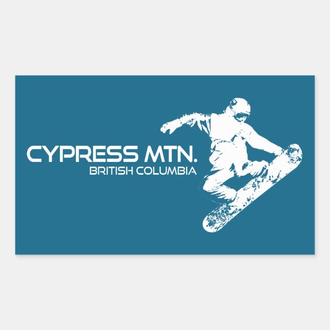 Sticker Rectangulaire Cypress Mountain British Columbia Snowboarder (Devant)