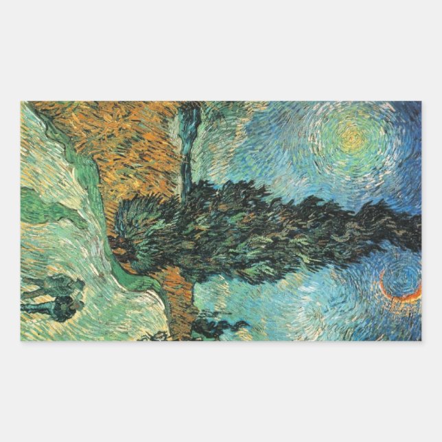 Sticker Rectangulaire Cypress Star Van Gogh (Devant)