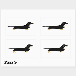 Sticker Rectangulaire dachshund noir et silhouette tan
