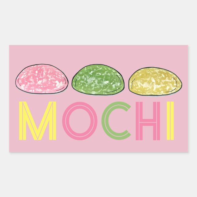 Sticker Rectangulaire Daifuku Mochi Nouvel An Japonais Gâteau de riz (Devant)