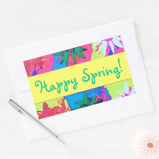 Sticker Rectangulaire Daisies éclaboussées de peinture pastel (Enveloppe)