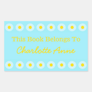 Sticker Rectangulaire Daisy d'été Plaque de livre personnalisée