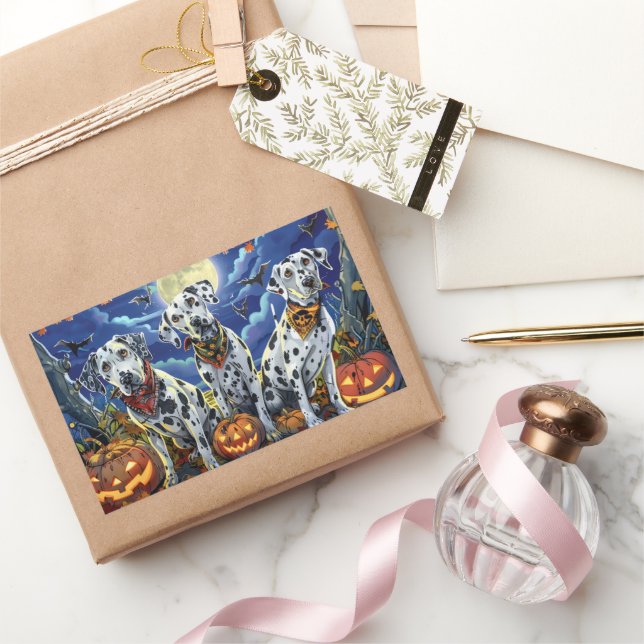 Sticker Rectangulaire Dalmatien Halloween Effrayant (Cadeaux)