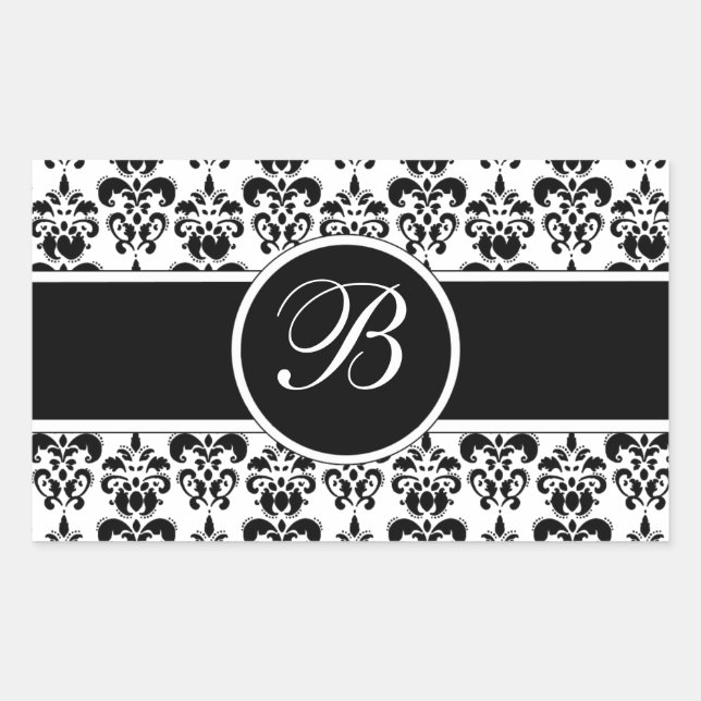 Sticker Rectangulaire Damas noir (Devant)