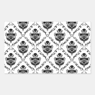 Sticker Rectangulaire Damas noir traditionnel
