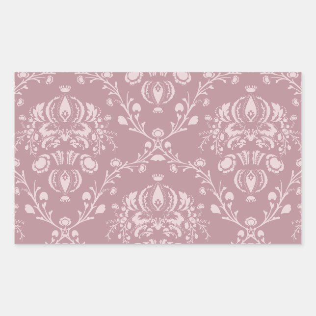 Sticker Rectangulaire Damas violet et blanc (Devant)