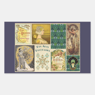 Sticker Rectangulaire Dames Art Nouveau