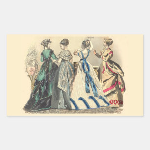 Sticker Rectangulaire Dames élégantes victoriennes