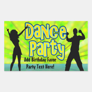 Sticker Rectangulaire Dance Party, Neon Green/Black