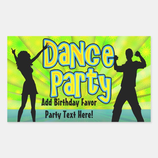 Sticker Rectangulaire Dance Party, Neon Green/Black (Devant)