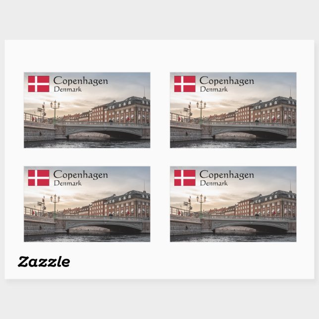 Sticker Rectangulaire Danemark Copenhague (Feuille)