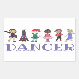 Sticker Rectangulaire DANSE Ballet Tap Jazz Acro Hip hop Danseurs lyriqu