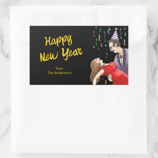Sticker Rectangulaire Danse du Nouvel An (Sac)
