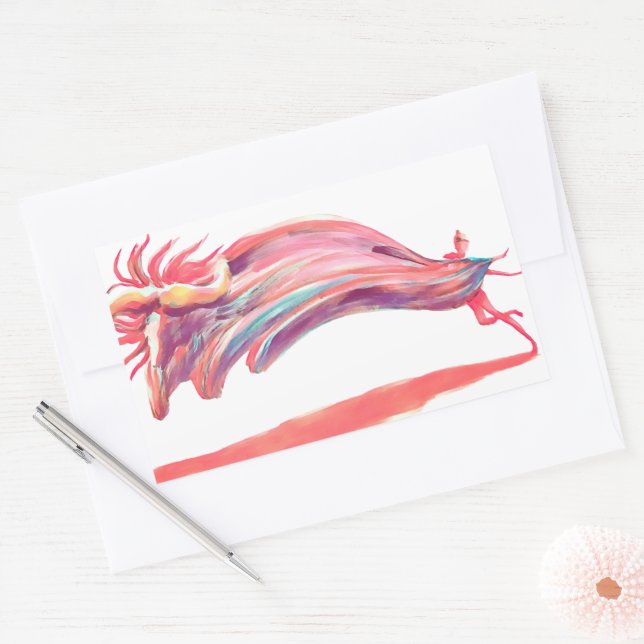 Sticker Rectangulaire Danseur de ballet Waved Art rose (Enveloppe)