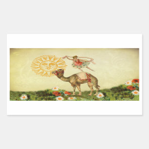 Sticker Rectangulaire Danseur vintage sur un chameau