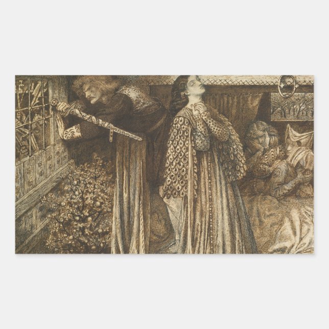 Sticker Rectangulaire Dante Gabriel Rossetti - Sir Launcelot (Devant)