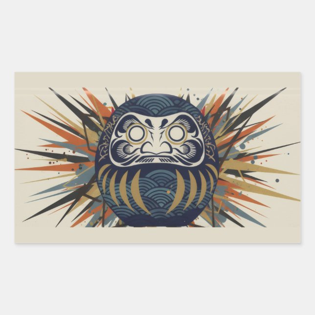 Sticker Rectangulaire Daruma Skateboard – Japanese Ukiyo-e Inspired Art (Devant)