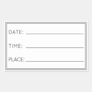 STICKER RECTANGULAIRE DATE DE BUREAU LIEU