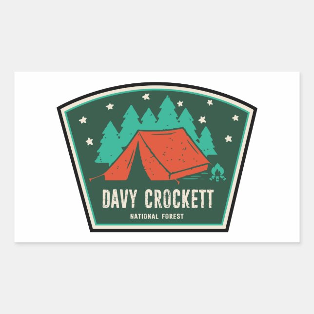 Sticker Rectangulaire Davy Crockett National Forest Camping (Devant)