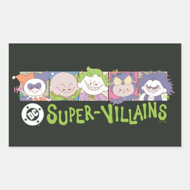 Sticker Rectangulaire DC Super-Villains Cartoon Lineup (Devant)