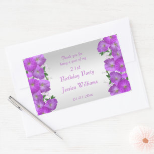 Sticker Rectangulaire De jolies pétunias floraux de classe pour annivers