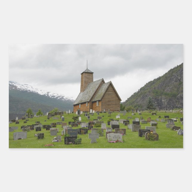 sticker rectangulaire de l'église stave en Norvège (Devant)
