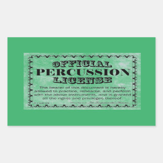 Sticker rectangulaire de licence de percussion