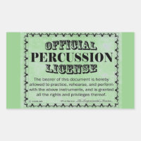 Sticker rectangulaire de licence de percussion