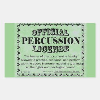 Sticker rectangulaire de licence de percussion