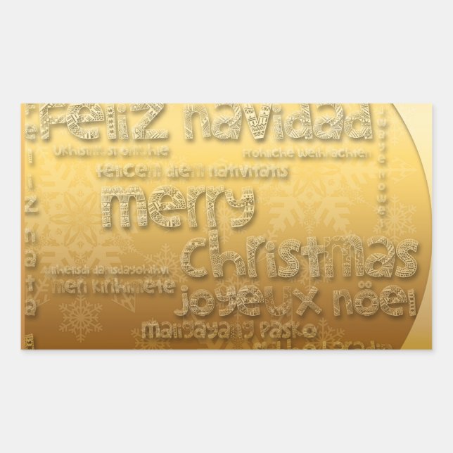 Sticker rectangulaire de Noël international d'or (Devant)