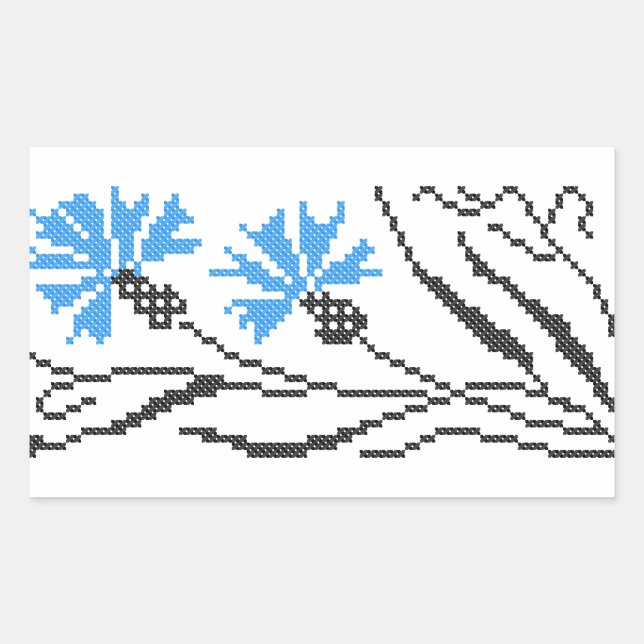 Sticker Rectangulaire Décor croix de Cornflower bleu (Devant)