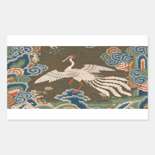 Sticker Rectangulaire Décor d'antiquité chinois d'oiseaux