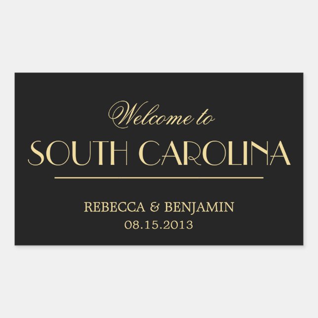 Sticker Rectangulaire Décor élégant chic noir mariage d'accueil (Devant)