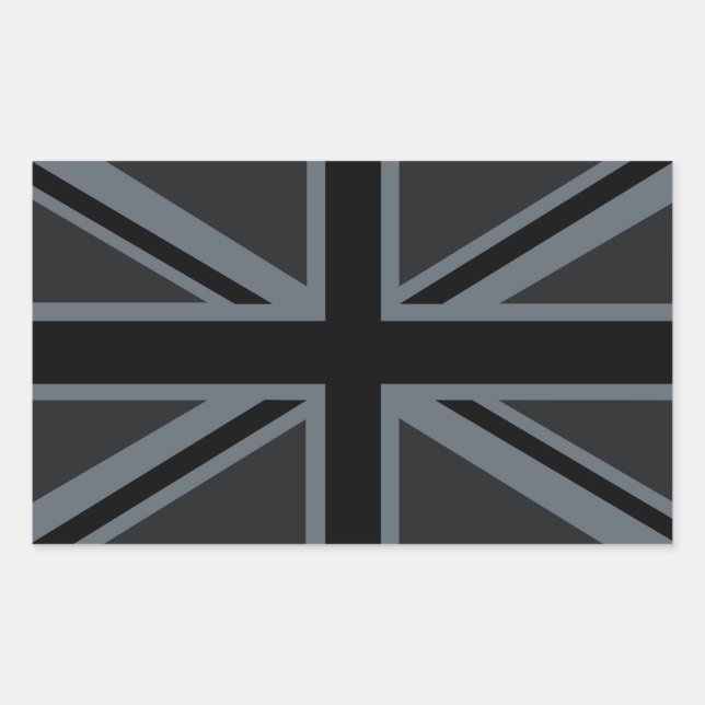 Sticker Rectangulaire Décor noir Union Jack British (Devant)