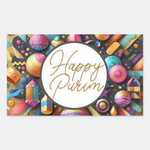 Sticker Rectangulaire Décoration de fête multicolore pour vœux juifs de