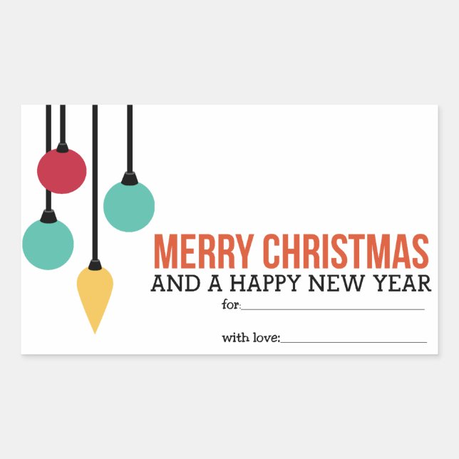 Sticker Rectangulaire Décorations de Noël (Devant)
