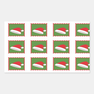 Sticker Rectangulaire Découper les timbres de Père Noël