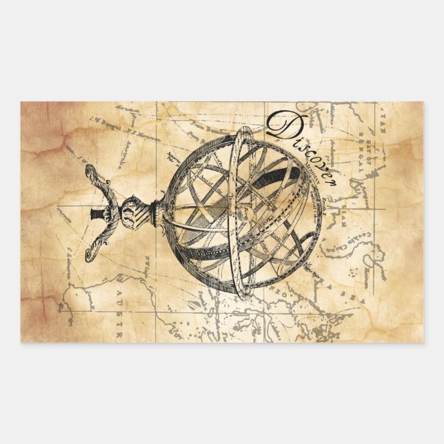 Sticker Rectangulaire Découvrez le monde (Devant)