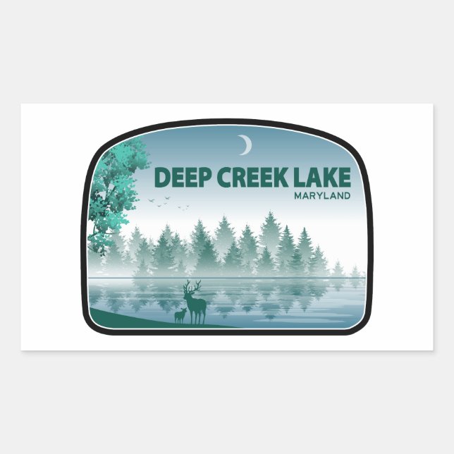 Sticker Rectangulaire Deep Creek Lake Maryland Cerf (Devant)