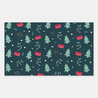 Sticker Rectangulaire Deep Green Christmas Trees Perfect Gift