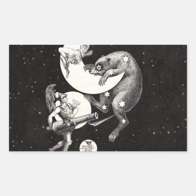Sticker Rectangulaire Déesse lunaire céleste antique et ours Ursa Major (Devant)