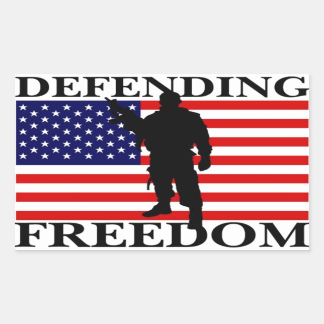 Sticker Rectangulaire Défendre la liberté patriotique (Devant)