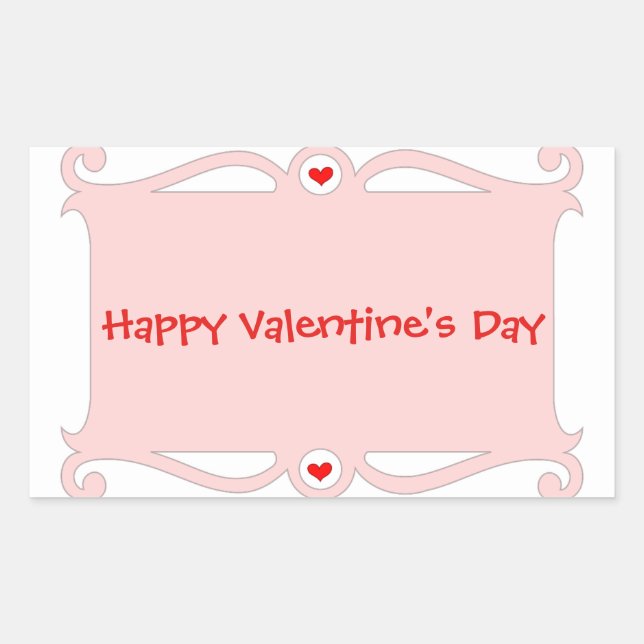 Sticker Rectangulaire Défilement rose Heureuse Sainte-Valentin (Devant)