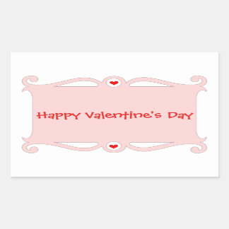 Sticker Rectangulaire Défilement rose Heureuse Sainte-Valentin