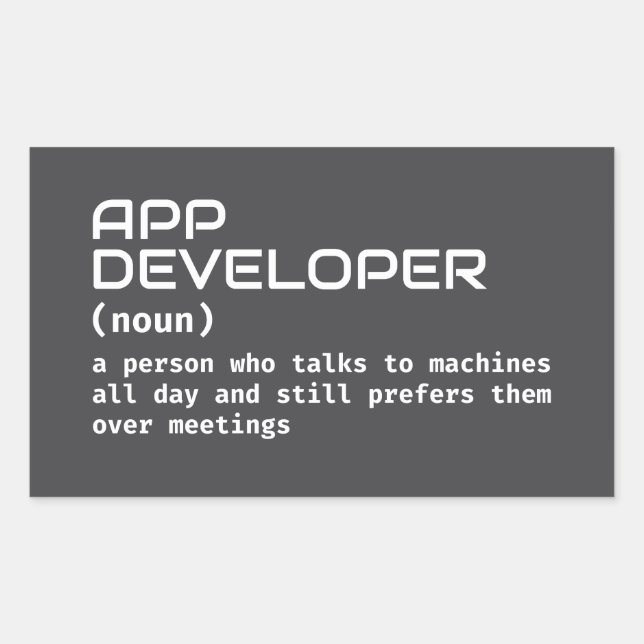 Sticker Rectangulaire Définition amusante du développeur d'application (Devant)