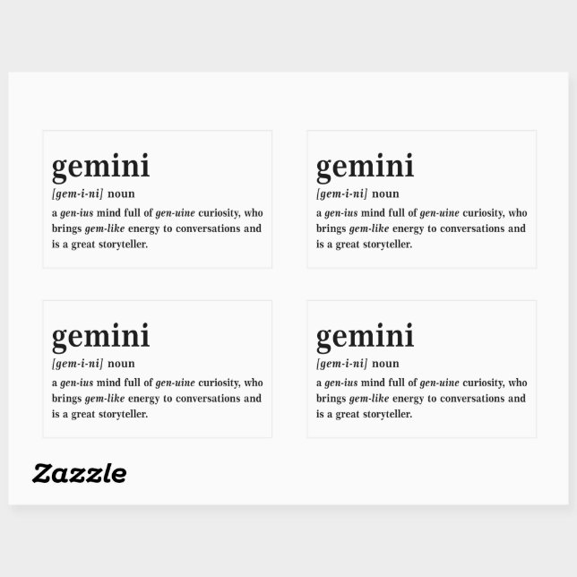 Sticker Rectangulaire Définition de Gémeaux Cadeau Esthétique Astrologie (Feuille)